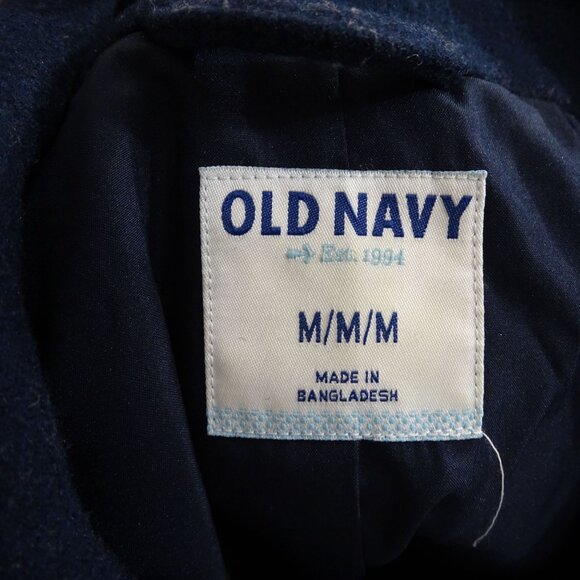 Old Navy Women Navy Blue Peacoat Double Breasted Coat Size M Wool Blend Classic - Picture 6 of 9